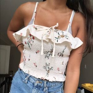 Fashion nova smocked floral frill top